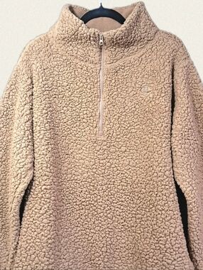 Champion Beige/Light Brown Sherpa Quarter-Zip Pullover EUC | Women's Size XL